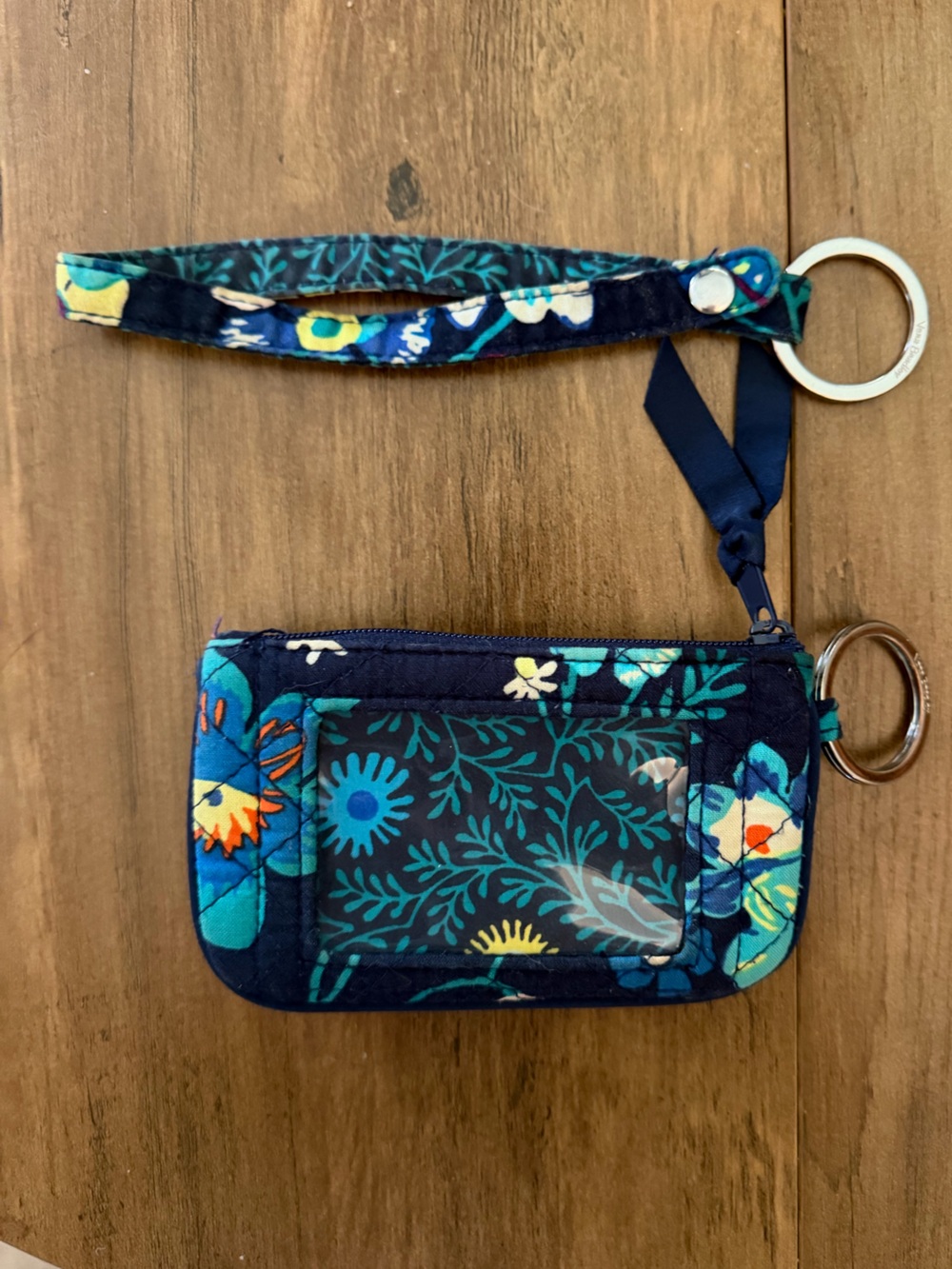 Vera Bradley Wristlet Keychain - Midnight Blue Floral - Picture 2 of 3